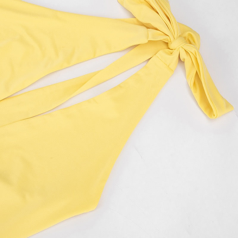 Maxi dress with a slit, pleats, neck tie, and open back – Penelope