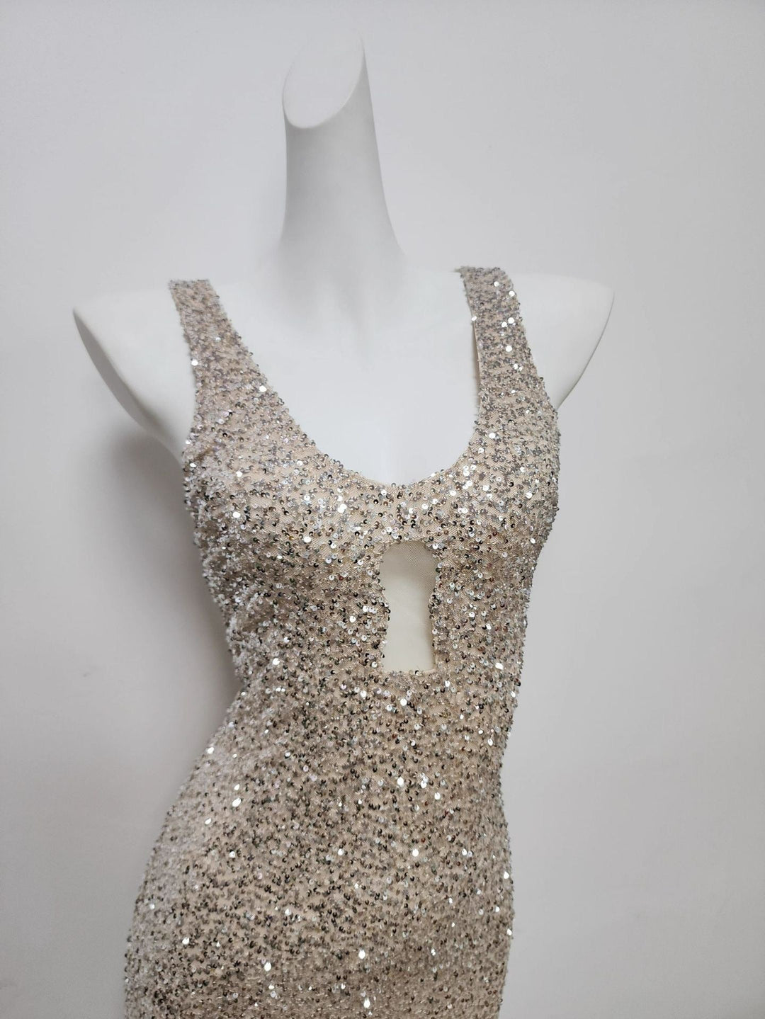 Maxi Evening Dress with Sequin Design and Slit - JENNA