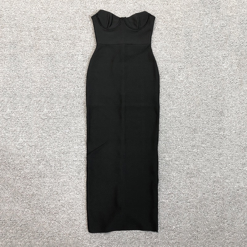 Elegant Strapless Maxi Dress in Shaping Fabric - ZOMA