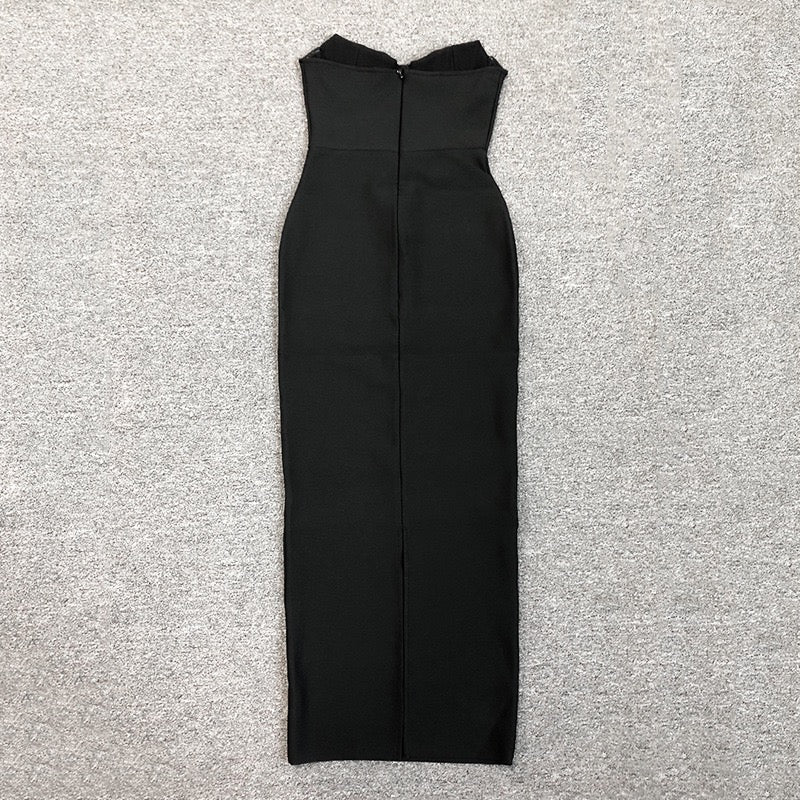 Elegant Strapless Maxi Dress in Shaping Fabric - ZOMA