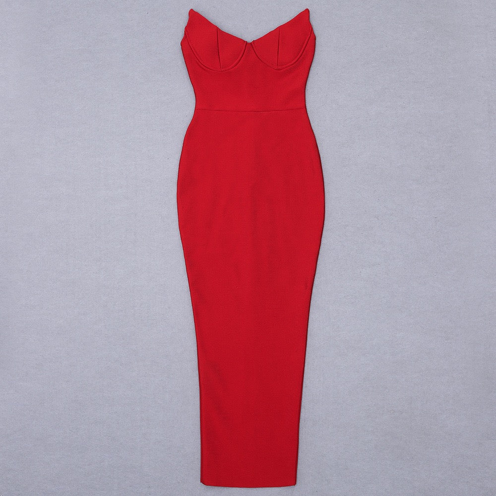Elegant Strapless Maxi Dress in Shaping Fabric - ZOMA