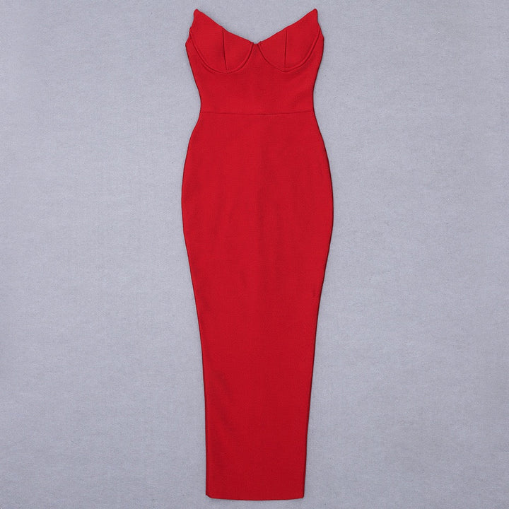 Elegant Strapless Maxi Dress in Shaping Fabric - ZOMA