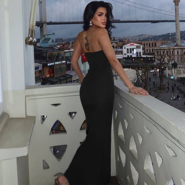 Fitted Maxi Dress with Open Back in Shaping Fabric - Yehli