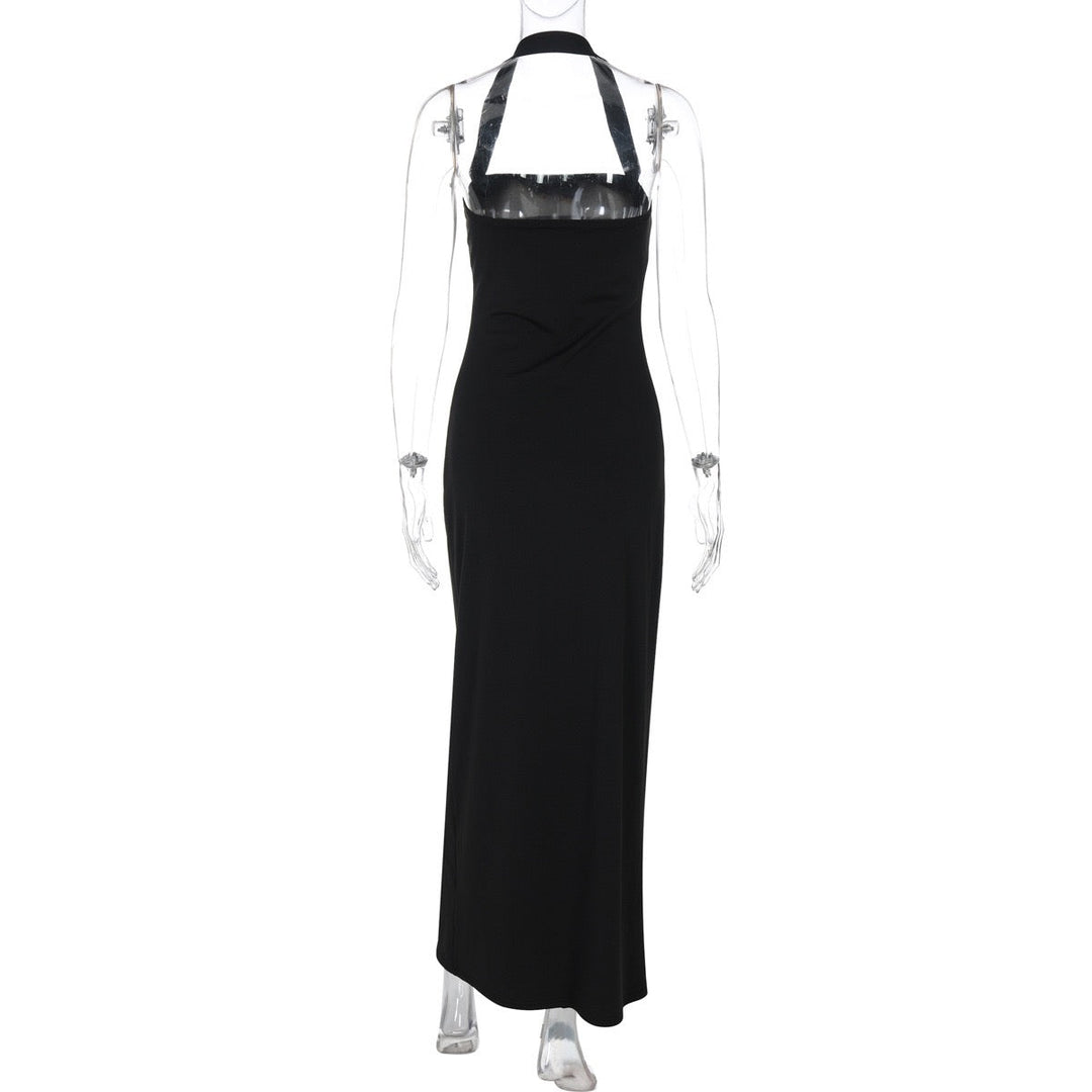 Fitted Maxi Dress with Open Back in Shaping Fabric - Yehli