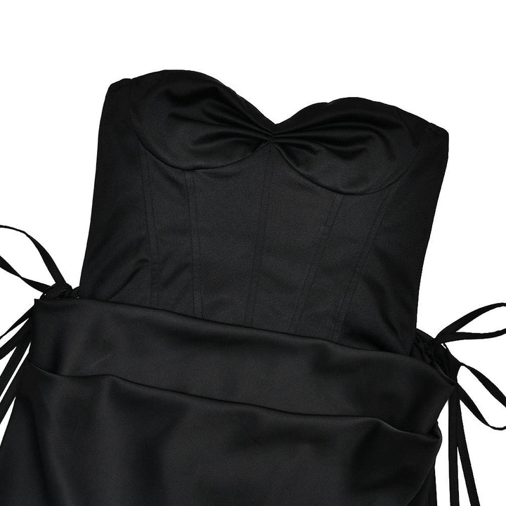 Strapless Satin Maxi Dress with Bodysuit Corset Design - Ariel