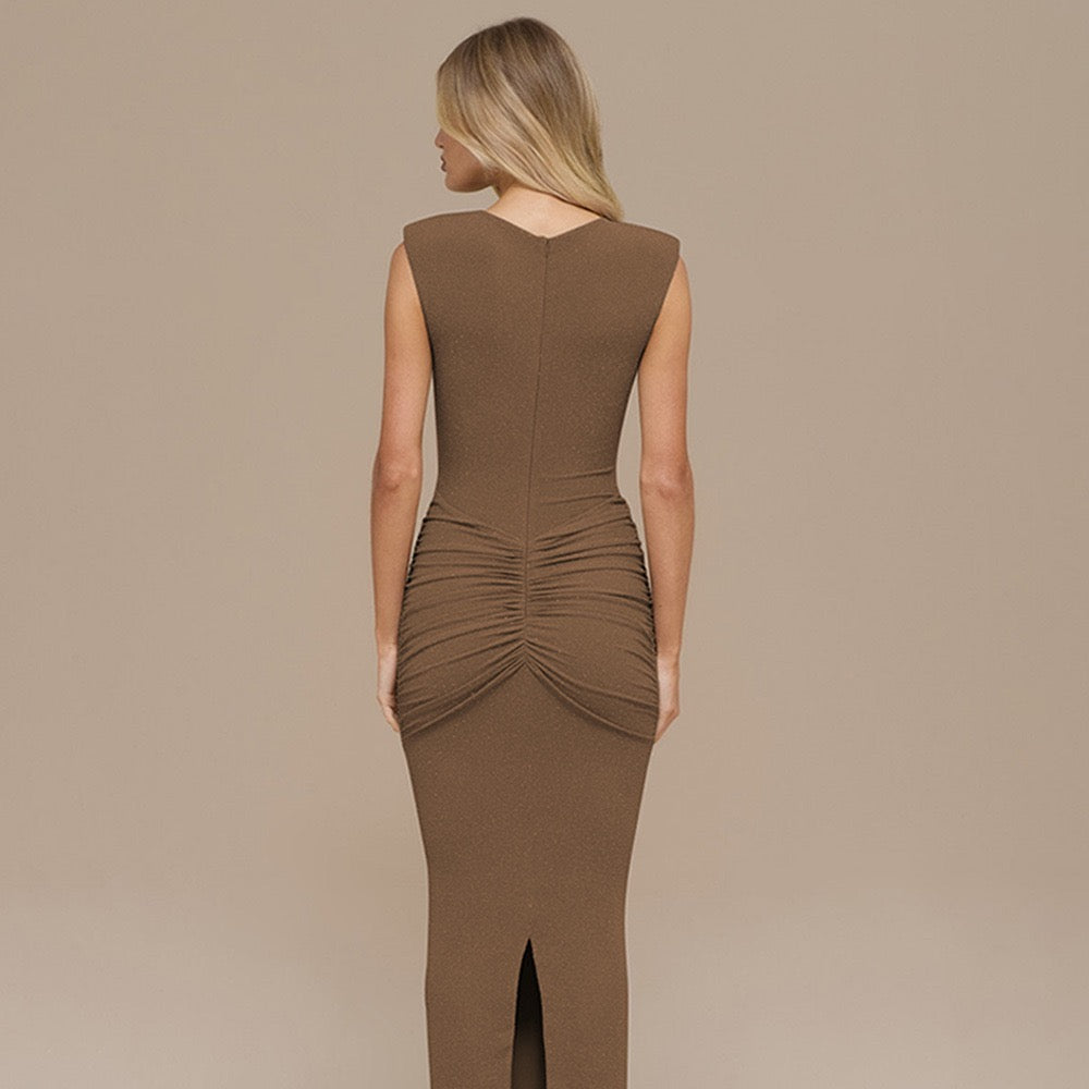 Sequin Maxi Dress with Ruching Design - Harel