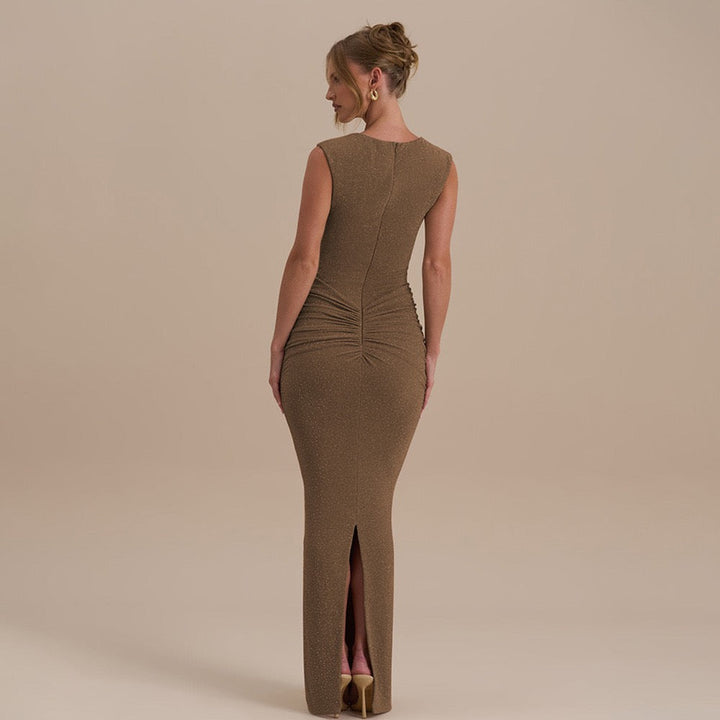 Sequin Maxi Dress with Ruching Design - Harel