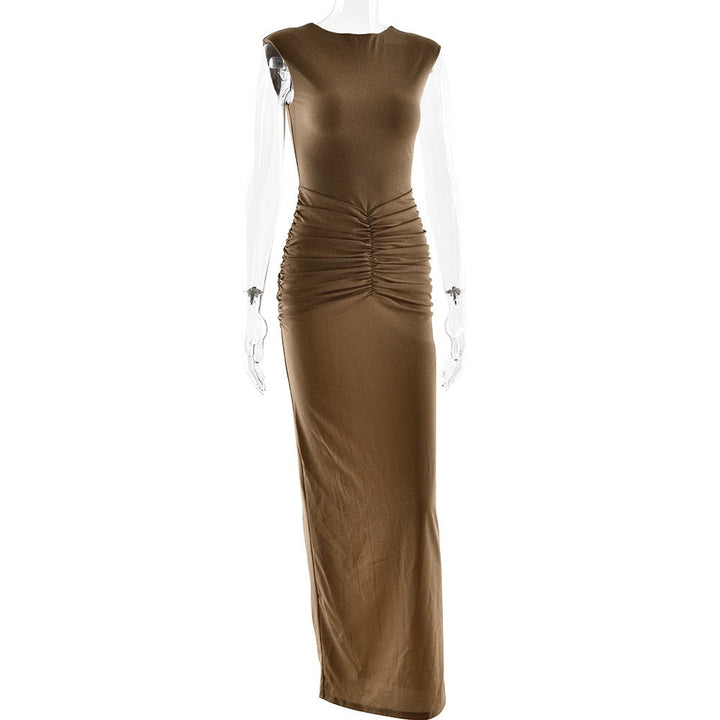 Sequin Maxi Dress with Ruching Design - Harel
