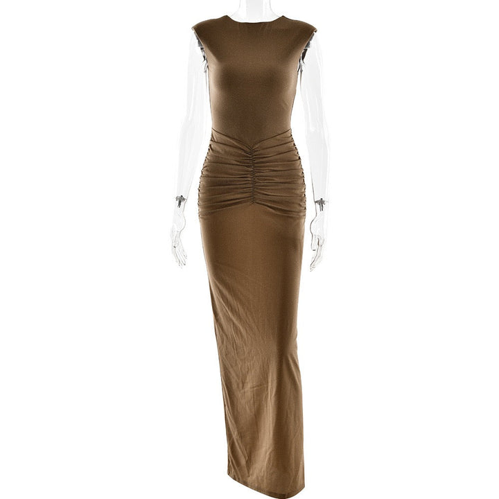 Sequin Maxi Dress with Ruching Design - Harel