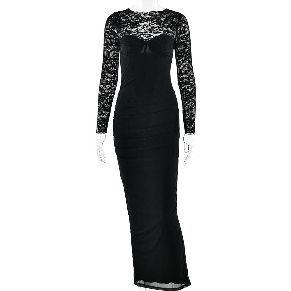 Maxi Dress with Lace Corset Design - DEMI