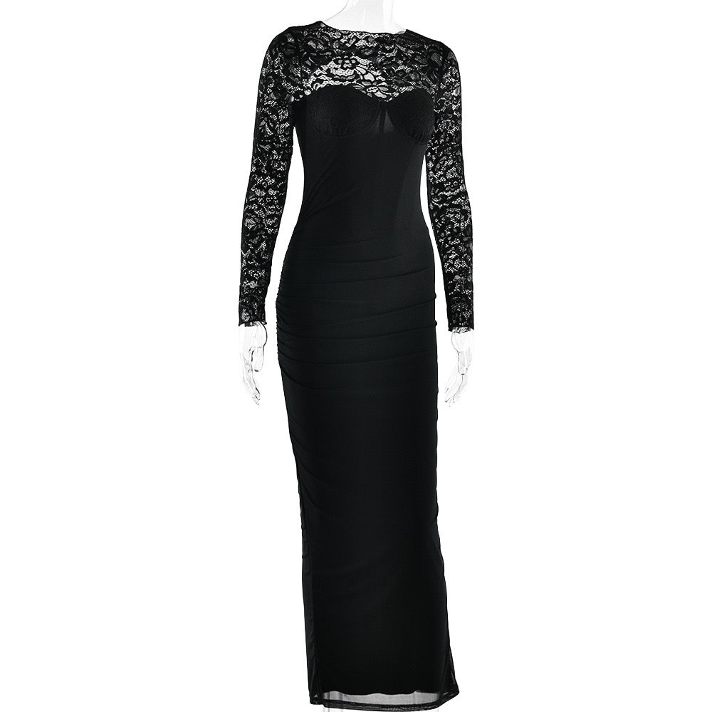 Maxi Dress with Lace Corset Design - DEMI