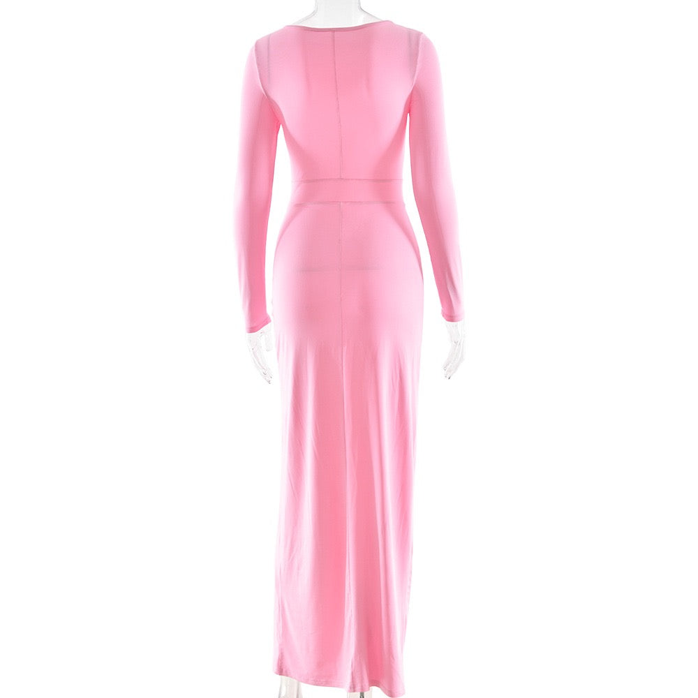 Maxi Dress with Ruching and Buckle Design - RAVIV