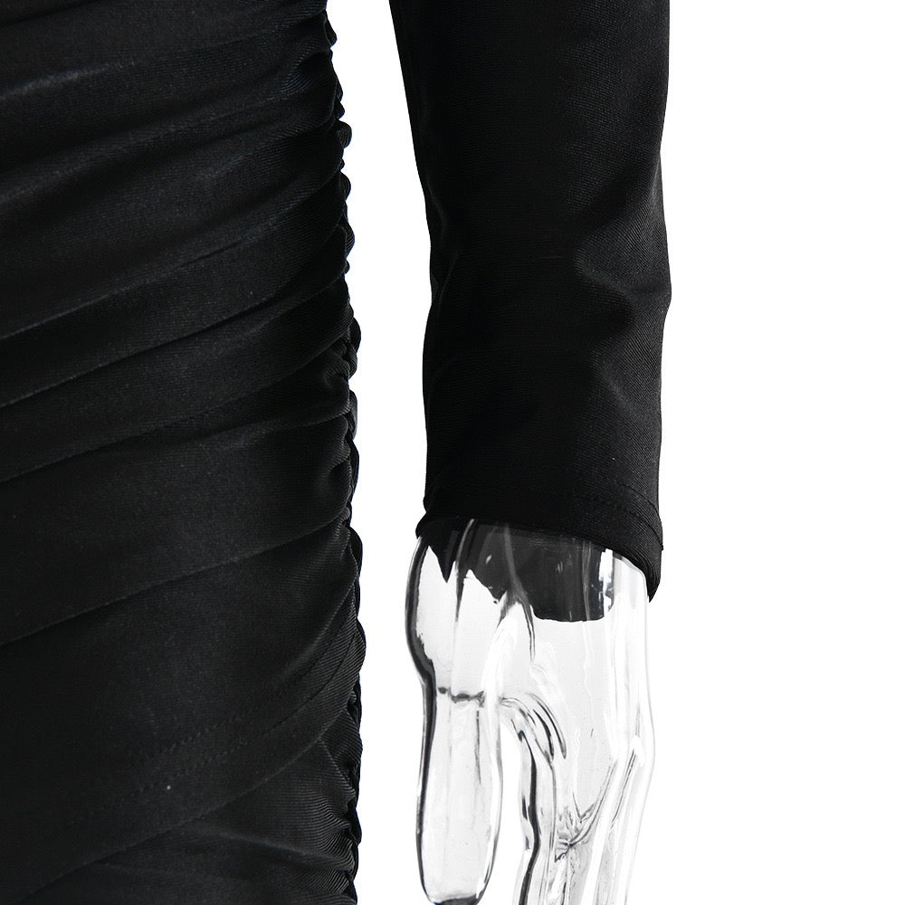 Turtleneck Mini Dress with Pleats in Shiny Fabric - JIMMY