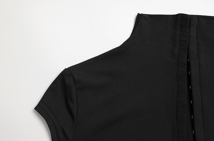 Maxi Dress with Asymmetric Slit and Pin Closure - Niv