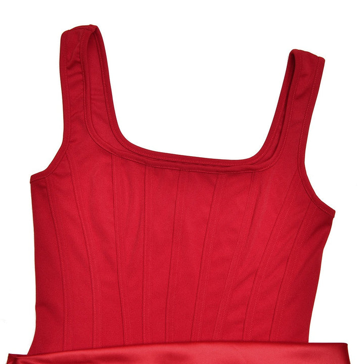 Maxi Dress with Satin Pleats and Corset Design - Tamara