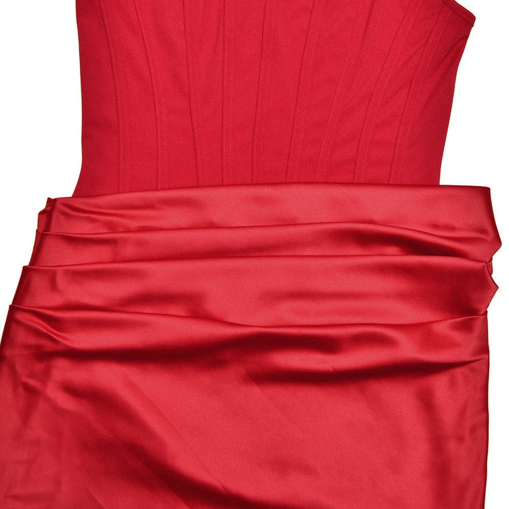 Maxi Dress with Satin Pleats and Corset Design - Tamara