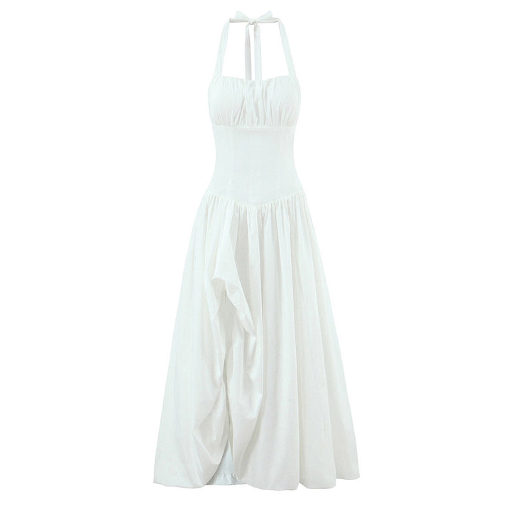 Balloon Maxi Dress with Slit and Back Tie Design - Bianca