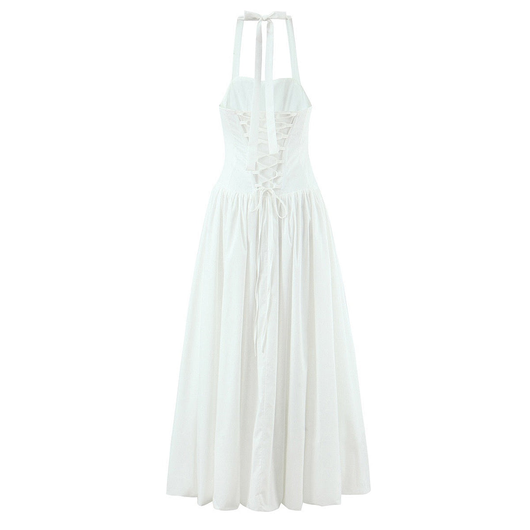 Balloon Maxi Dress with Slit and Back Tie Design - Bianca