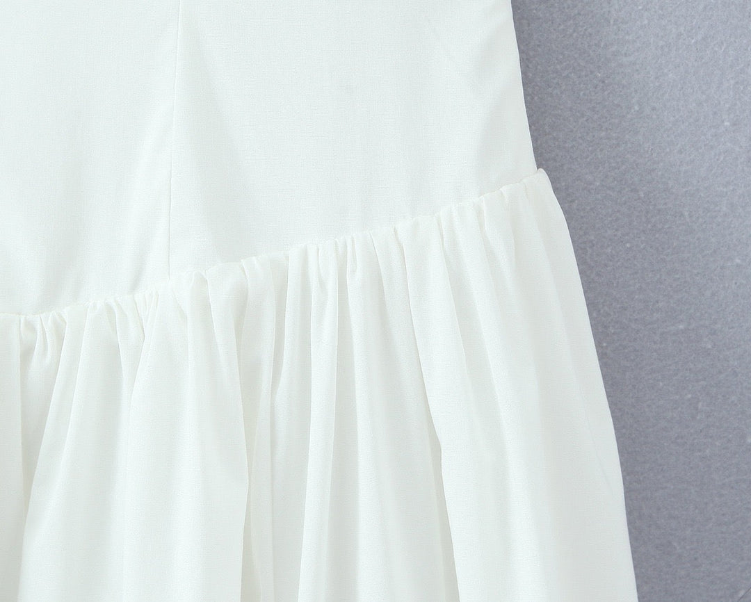 Balloon Maxi Dress with Slit and Back Tie Design - Bianca