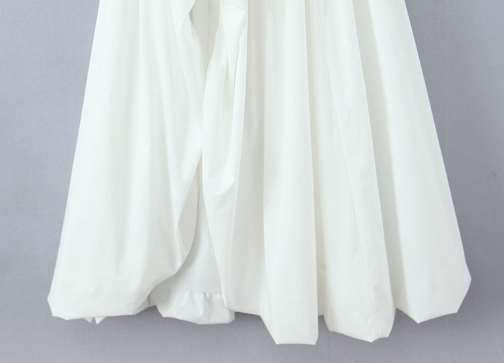 Balloon Maxi Dress with Slit and Back Tie Design - Bianca