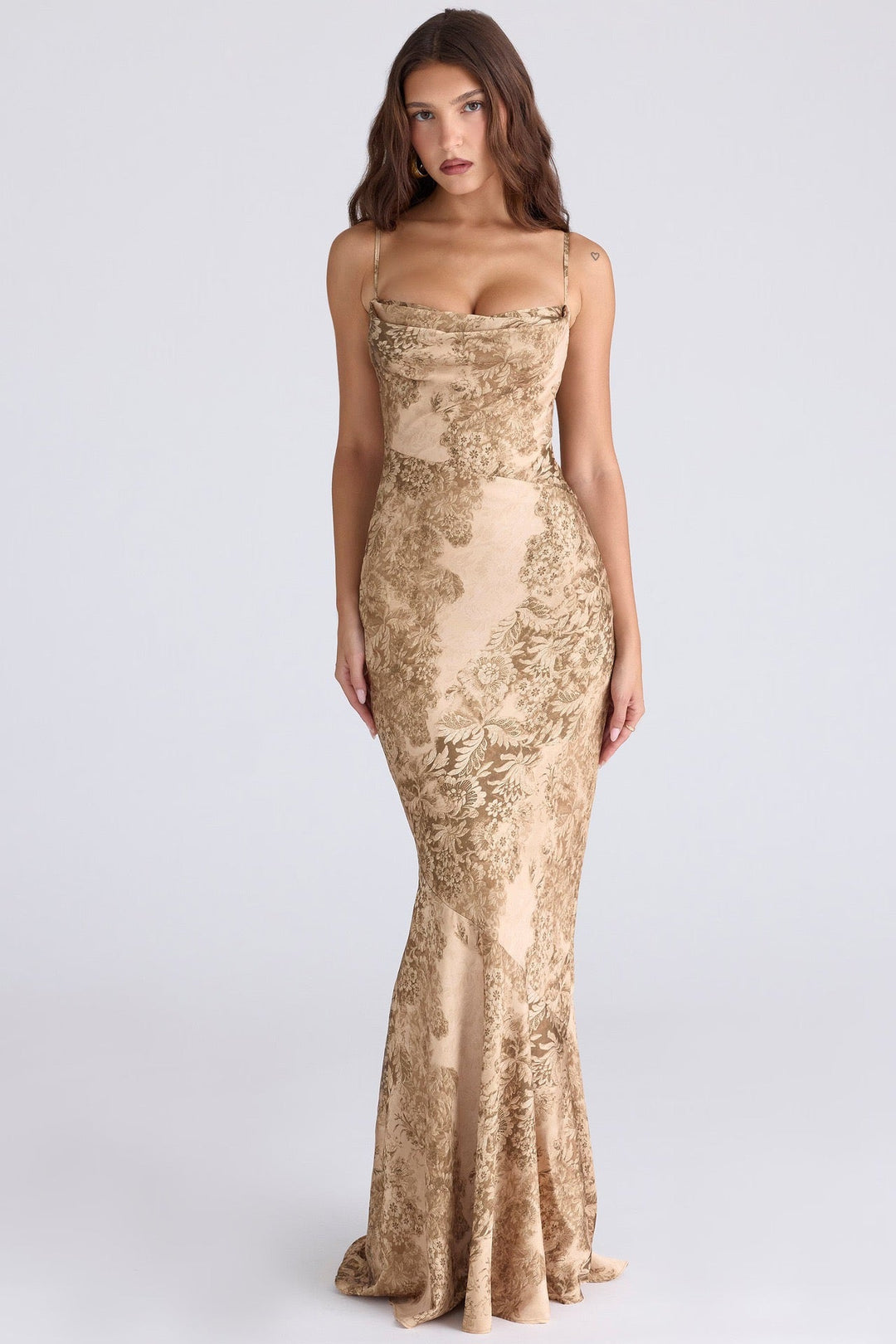 Elegant maxi dress with vintage floral print - DIKLA