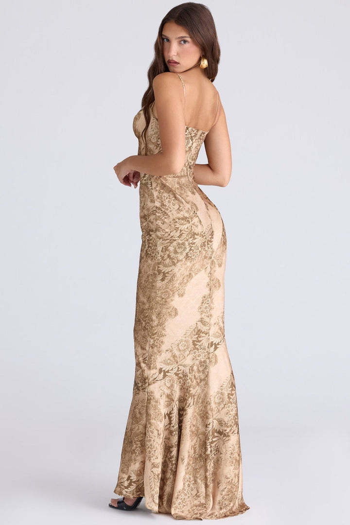 Elegant maxi dress with vintage floral print - DIKLA
