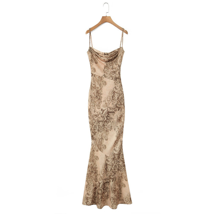 Elegant maxi dress with vintage floral print - DIKLA