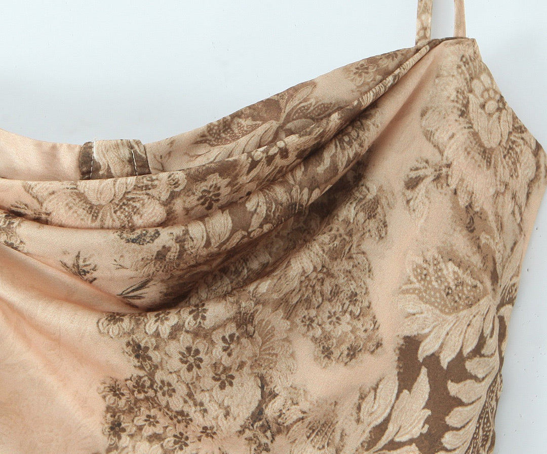 Elegant maxi dress with vintage floral print - DIKLA