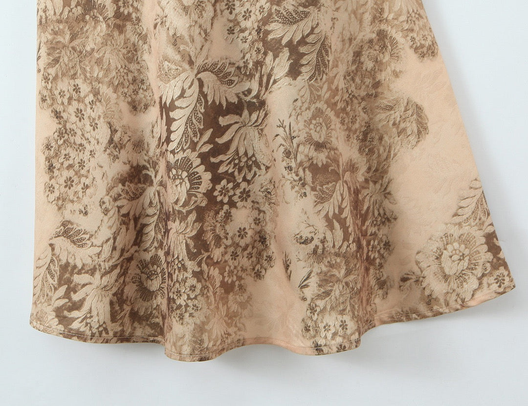 Elegant maxi dress with vintage floral print - DIKLA