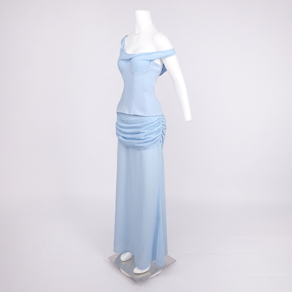 Chiffon maxi dress with a corset design and pin fastening - TOMMY