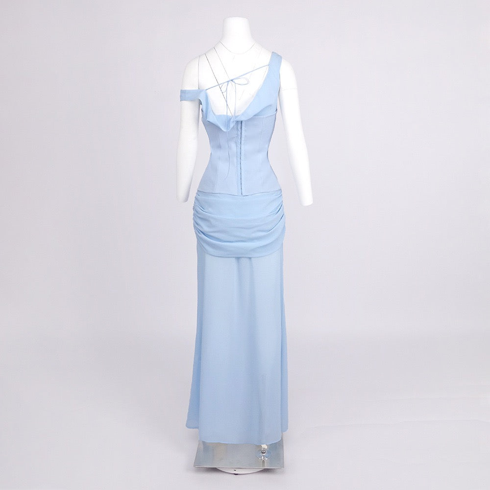 Chiffon maxi dress with a corset design and pin fastening - TOMMY