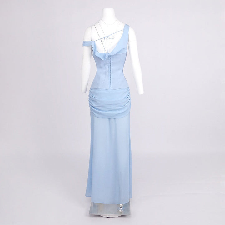 Chiffon maxi dress with a corset design and pin fastening - TOMMY