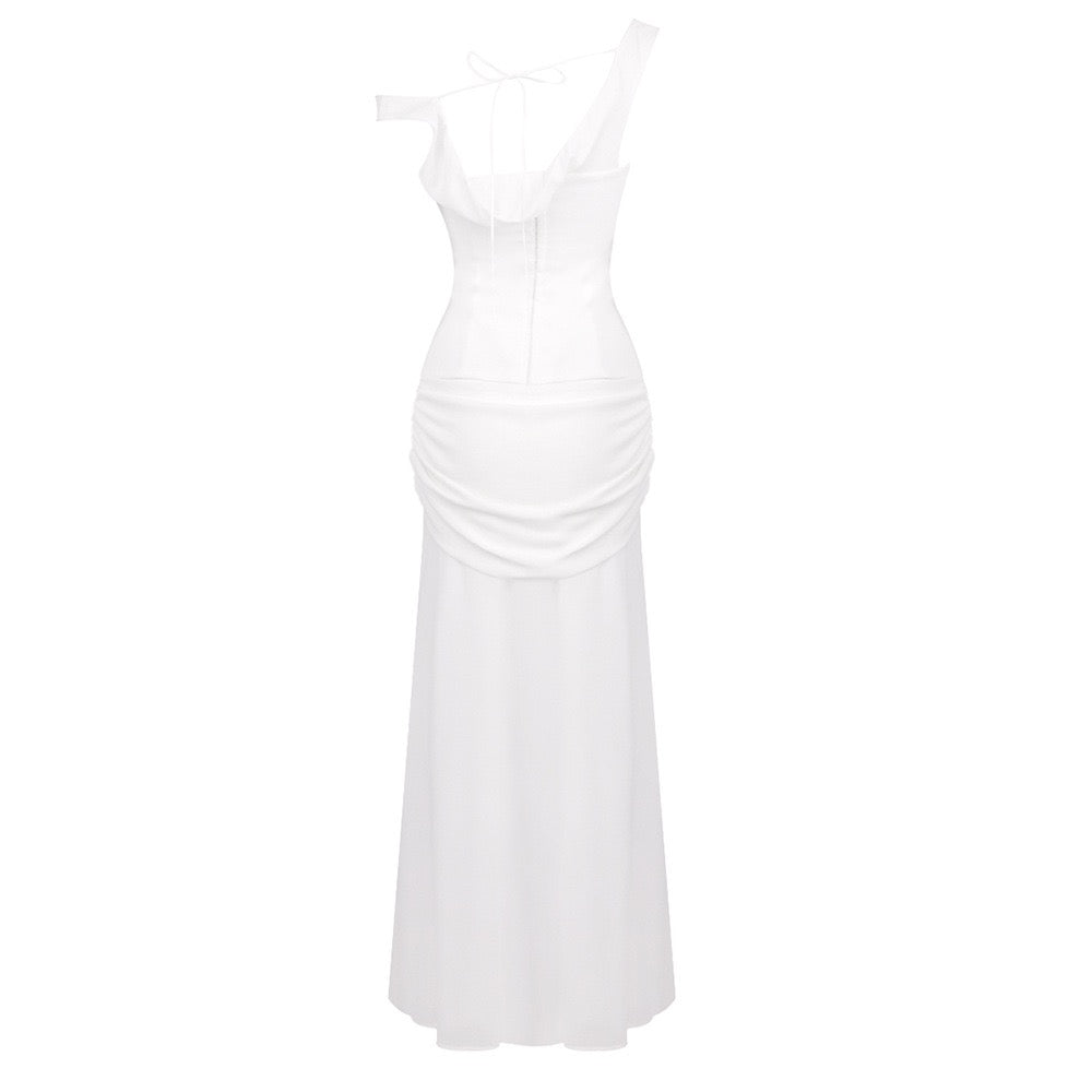 Chiffon maxi dress with a corset design and pin fastening - TOMMY
