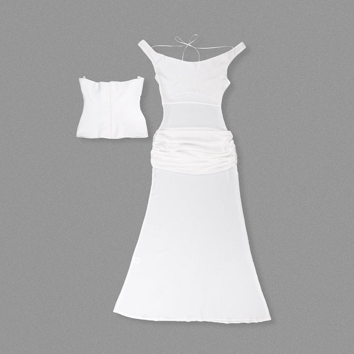 Chiffon maxi dress with a corset design and pin fastening - TOMMY