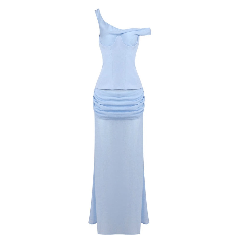 Chiffon maxi dress with a corset design and pin fastening - TOMMY