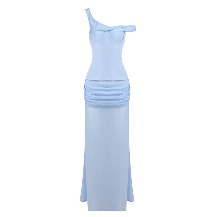 Chiffon maxi dress with a corset design and pin fastening - TOMMY