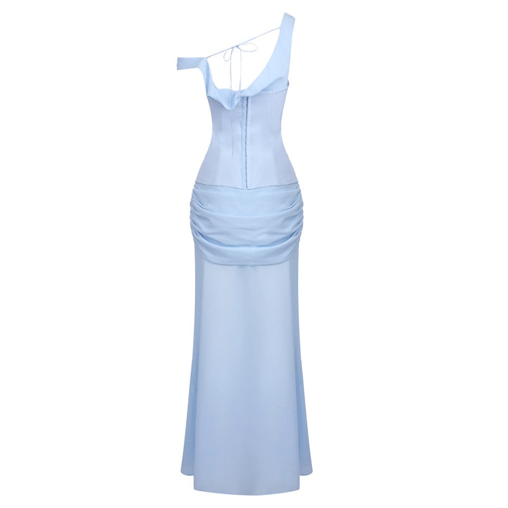 Chiffon maxi dress with a corset design and pin fastening - TOMMY
