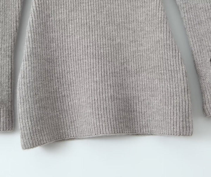 Fitted Knitted Mini Dress with Bare Shoulders - MEL