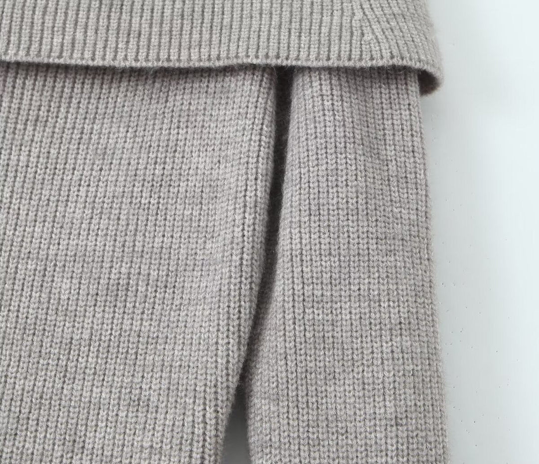 Fitted Knitted Mini Dress with Bare Shoulders - MEL