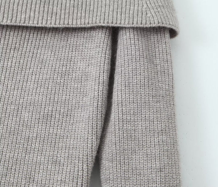 Fitted Knitted Mini Dress with Bare Shoulders - MEL