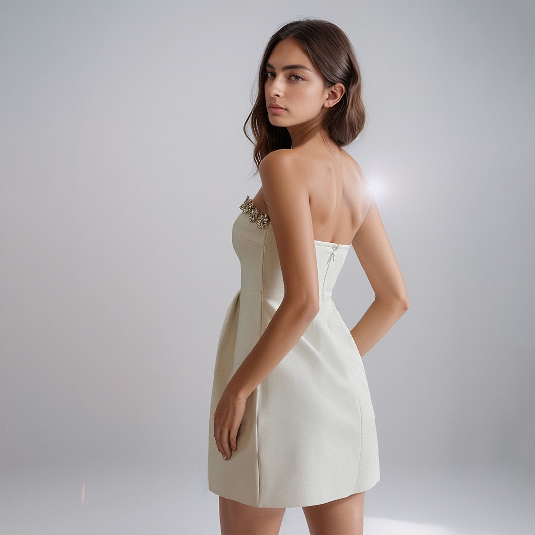 Strapless Mini Dress with Diamond Design - MERI LI
