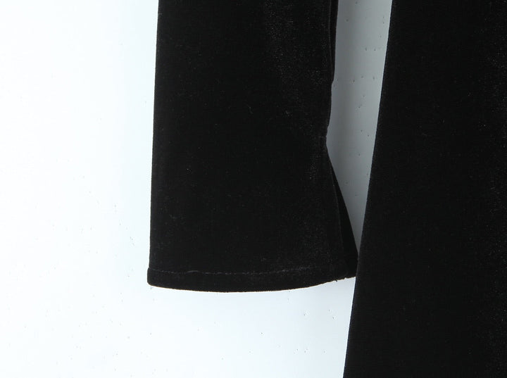Velvet Mini Dress with A-Line Cut and Button Closure at Neck - Sahar
