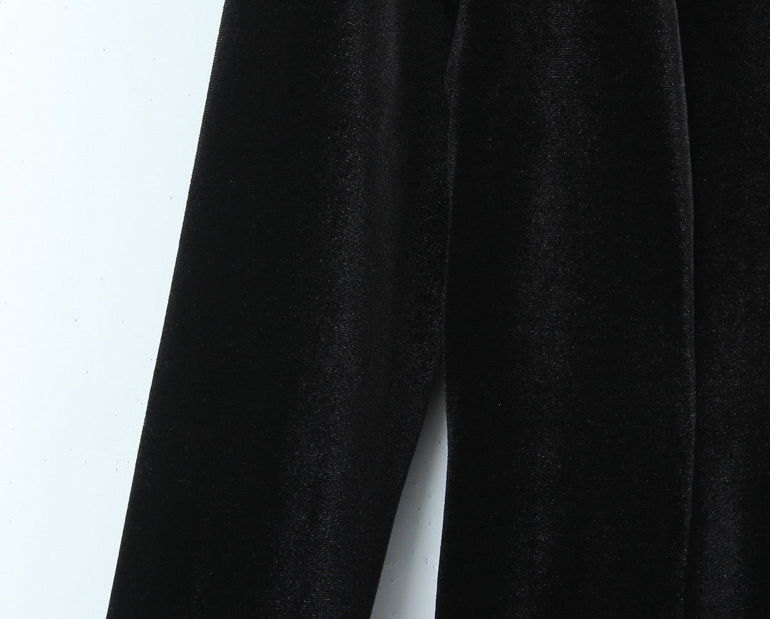 Velvet Mini Dress with A-Line Cut and Button Closure at Neck - Sahar