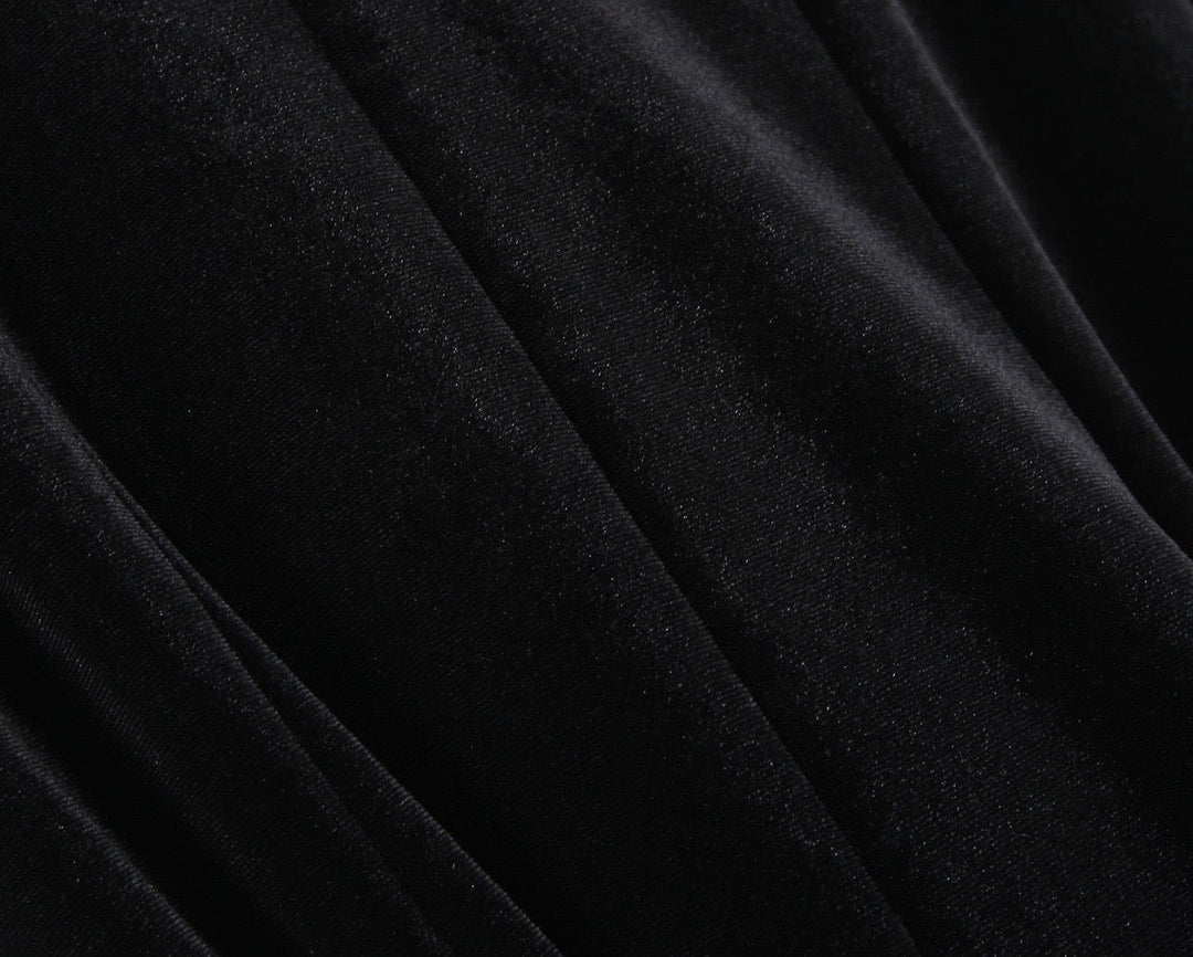 Velvet Mini Dress with A-Line Cut and Button Closure at Neck - Sahar