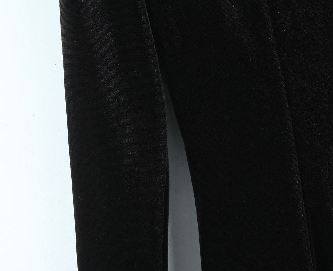 Velvet Mini Dress with A-Line Cut and Button Closure at Neck - Sahar