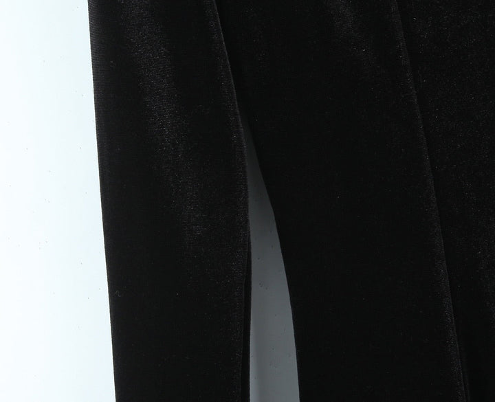 Velvet Mini Dress with A-Line Cut and Button Closure at Neck - Sahar