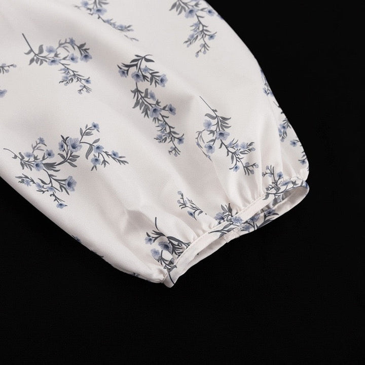 Luxurious French-style floral two-piece set with shorts and a button-down shirt – Nara