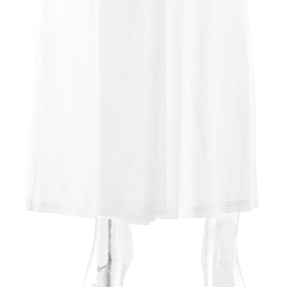 Maxi dress with mesh and gathers design - SARIELA