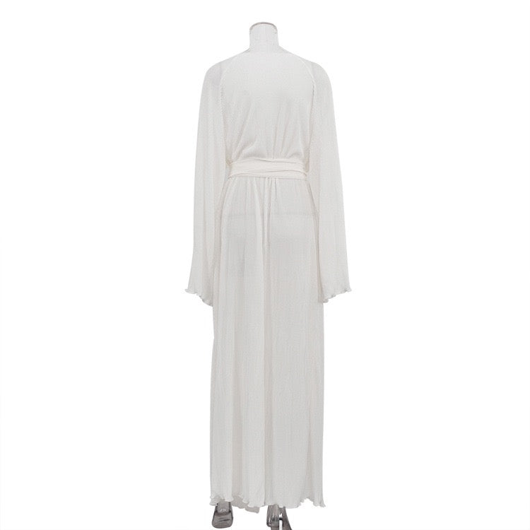 Maxi dress with a slit design in shiny crepe – Vonda