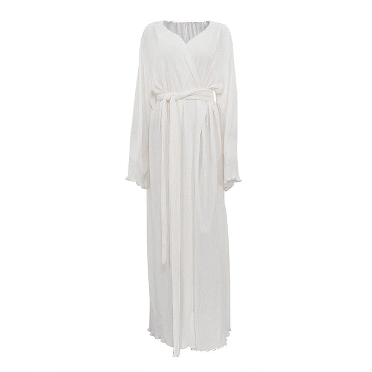 Maxi dress with a slit design in shiny crepe – Vonda